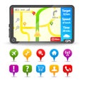 Modern Gps with colorful map pointers Royalty Free Stock Photo
