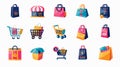 Modern Gradiant Shoping Bags, Store, Cart and shopping icon