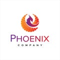 Modern Gradient Color Phoenix Logo Design Template