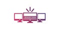 Render Farm Icon with Multiple Monitors and Processing Rays Royalty Free Stock Photo