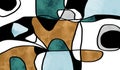 Modern graffiti illustration canvas art for wall decor. brown, white, turquoise, and black shapes