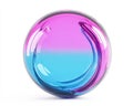A modern graphic design element, this 3D rendering showcases an abstract metaball with a blue gradient spherical glass