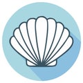 Modern graphic design of a seashell icon in a light blue circle with a shadow Royalty Free Stock Photo