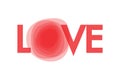 Modern graphic design of a word `Love`.