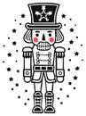 Modern graphic illustration of a Christmas nutcracker soldier with stars Royalty Free Stock Photo