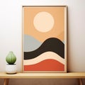 Modern Graphic Sunset Print: Vintage Minimalism With Desertwave Vibes
