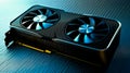 Modern graphics card, close-up on a black background, sleek design Royalty Free Stock Photo