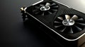 Modern graphics card, close-up on a black background, sleek design Royalty Free Stock Photo