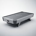 Modern Gray Air Hockey Table with White Accents and Sleek Legs on a White Background game Royalty Free Stock Photo