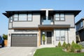 Modern Gray Black Home House Residence Exterior Double Garage Royalty Free Stock Photo