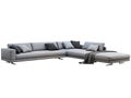 Modern gray fabric corner sofa with pillows and knitted plaid. 3d render Royalty Free Stock Photo