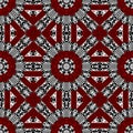 Modern greek seamless pattern. Vector geometric black white red background. Tribal ethnic backdrop. Greek style floral ornaments. Royalty Free Stock Photo