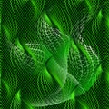 Modern green abstract 3d vector seamless pattern. Lace grid textured background. Intricate psychedelic waves, lines, geometric Royalty Free Stock Photo