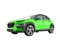 Modern green car crossover in front 3d render on white background no shadow Royalty Free Stock Photo
