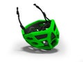 Modern green cycling helmet for extreme rides 3d render on white background with shadow