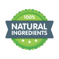 Modern green eco badge. 100 percent natural ingredients label. Sticker illustration