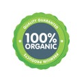 Modern green eco badge. 100 percent organic label. Sticker illustration Royalty Free Stock Photo