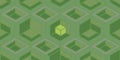 Modern Green Isometric Cube Pattern Background with Depth and Abstract Tessellation and Geometric Frames Royalty Free Stock Photo