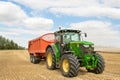 A modern green john deere tractor