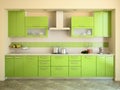 Modern green kitchen.