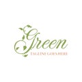 Modern Green Lettering Logo with abstract leaves ornament applied for beauty and spa logo design inspiration.