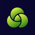 Modern green logo design with three interlocking curved shapes in circular arrangement