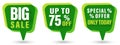 Modern green set of sale and discount icons, vector illustration Royalty Free Stock Photo