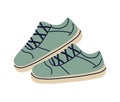 Modern green sneakers. Shoes for jogging and sports.