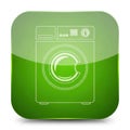 A modern, green washing machine icon with a circular loading symbol and control panel Royalty Free Stock Photo