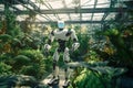 Modern greenhouse equipped with modern technologies and in which robots work