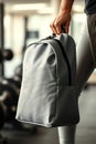 Stylish Grey Gym Backpack for Women Everyday Use Royalty Free Stock Photo