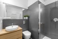 Modern grey bathroom with shower Royalty Free Stock Photo