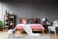 Modern grey and pink bedroom Royalty Free Stock Photo