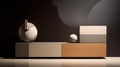 Modern Grey Sideboard With Color Field Compositions And Minimalist Still Life