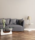 Modern grey sofa in a contemprary living room Royalty Free Stock Photo