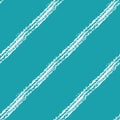 Modern grunge diagonal striped vector seamless pattern background. Slanted white textural painterly up stripes on aqua Royalty Free Stock Photo