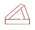 Modern grungy triangular shape. Futuristic design element with form of stamp.