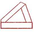 Modern grungy triangular shape. Futuristic design element with form of stamp.
