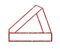 Modern grungy triangular shape. Futuristic design element with form of stamp.