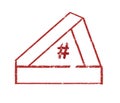 Modern grungy triangular shape. Futuristic design element with form of stamp.
