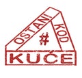 Modern grungy triangular shape. Futuristic design element with form of stamp.