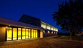 Modern gym building at night Royalty Free Stock Photo