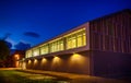 Modern gym building at night Royalty Free Stock Photo