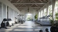 Modern gym with a design featuring industrial elements and abundant natural light Royalty Free Stock Photo