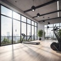 Modern Gym with High-Tech Fitness Equipment and Sleek Decor