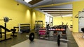 Modern gym interior with sport and fitness gym equipments, fitness center interior, 3D Rendering