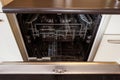 Modern Half open empty dishwasher in a modern kitchen Royalty Free Stock Photo