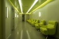 Modern hallway furniture green lights. Generate Ai
