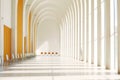 Modern hallway with sunlit arched windows Royalty Free Stock Photo
