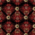 Modern hand drawn red paisley seamless pattern. Vector floral Royalty Free Stock Photo